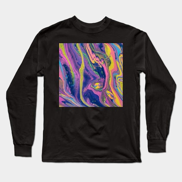 Melted Crayons - Abstract Acrylic Pour Painting Long Sleeve T-Shirt by dnacademic